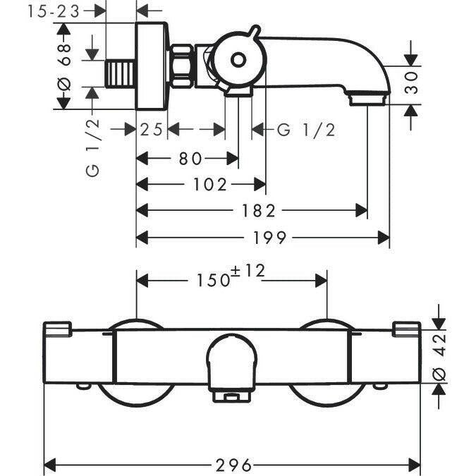 Hansgrohe Ecostat 1001CL termosztatikus kádcsaptelep 13201000