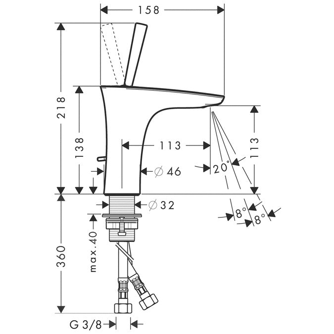 Hansgrohe PuraVida mosdócsaptelep automata lefolyóval - kifutó-3