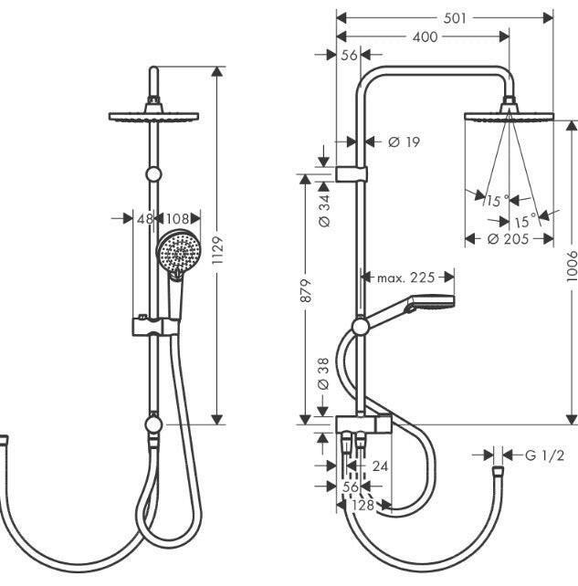Hansgrohe Vernis Shape Showerpipe 230,1 jet Reno, króm