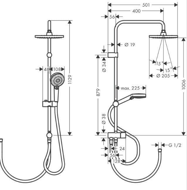 Hansgrohe Vernis Shape Showerpipe 230,1 jet Reno, matt fekete-1