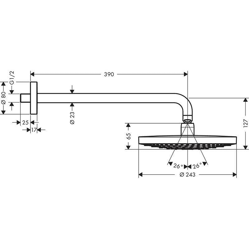 Hansgrohe Raindance Select S 240 2jet fejzuhany 390 mm - es zuhanykarral DN15 fehér/króm (26466400)