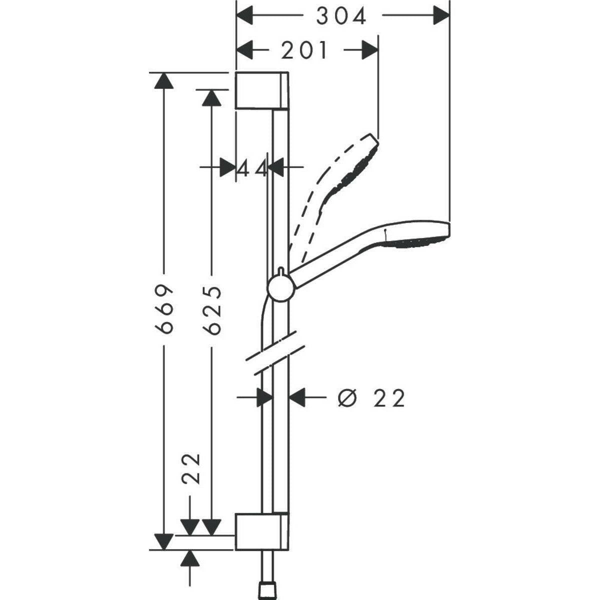 Hansgrohe Croma Select S Vario zuhanyszett 65cm, króm fehér