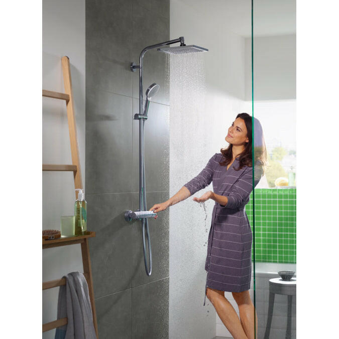 Hansgrohe Crometta E 240 Showerpipe króm termosztatikus zuhanycsappal (falon kívüli)-1