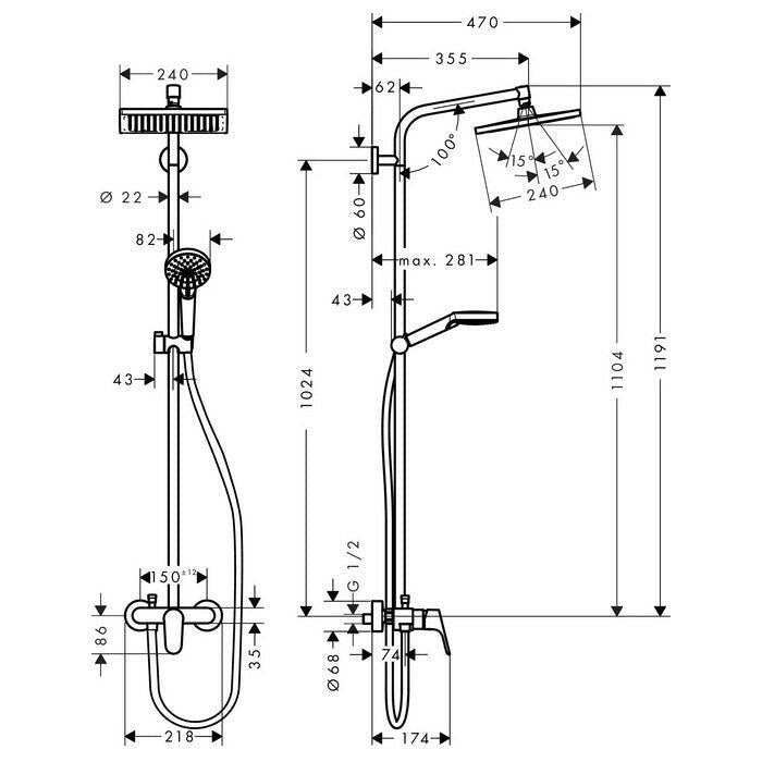 Hansgrohe Crometta E 240 Showerpipe króm