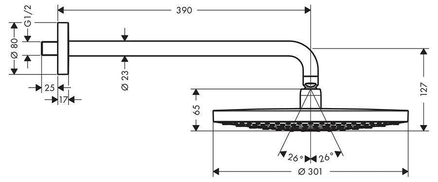 Hansgrohe Raindance Select S 300 2jet fejzuhany kar: 390 mm (27378000)