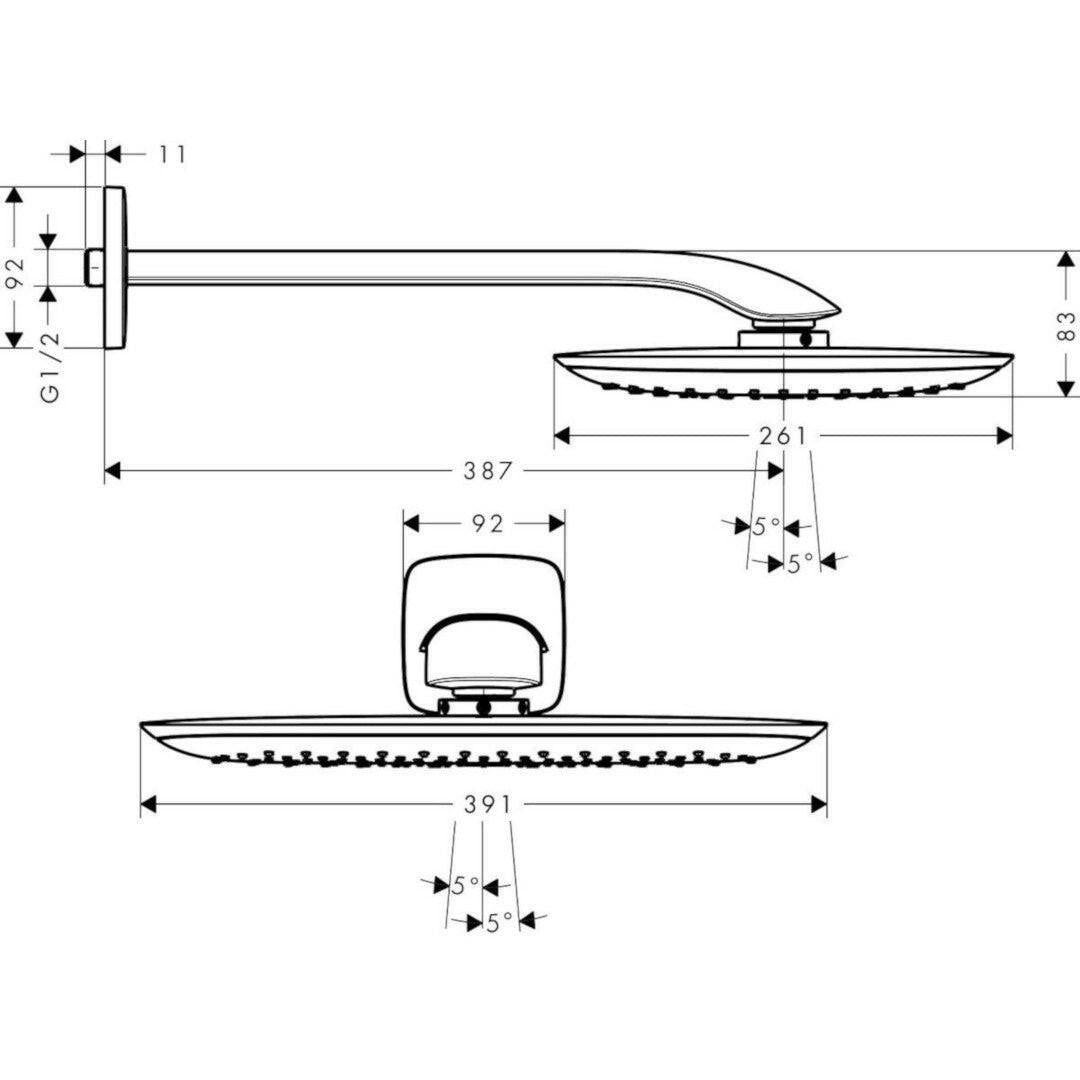 Hansgrohe PuraVida 400 Air 1jet fejzuhany kar: 390mm feh/kr - kifutó
