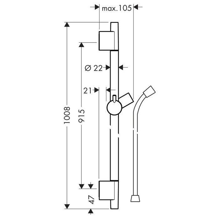 Hansgrohe Unica'S Puro zuhanyrúd 90 cm + Isiflex 160 cm