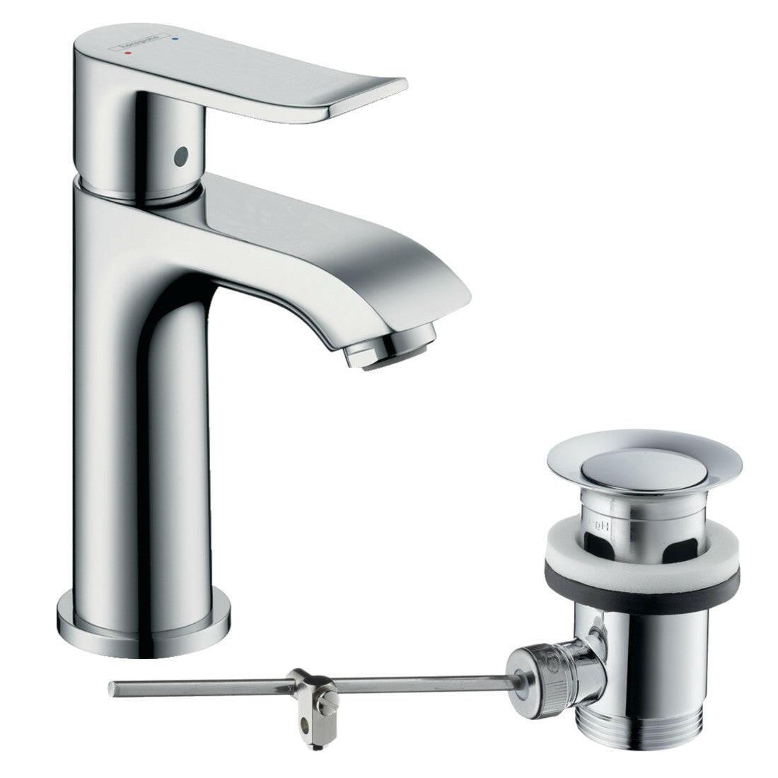 Hansgrohe Metris mosdócsaptelep 100 automata lefolyógarnitúrával