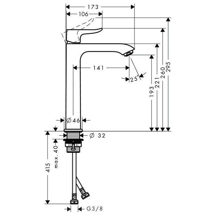 Hansgrohe Metris mosdó csaptelep 200 mm lefolyó nélkül (31185000)