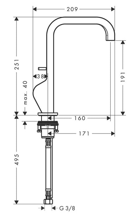 Hansgrohe Axor Citterio mosdócsaptelep 190 mm kifolyóval-1