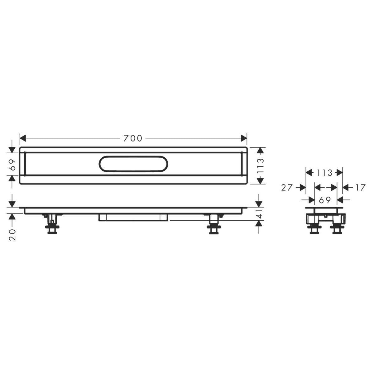 Hansgrohe uBox universal telepítő szett 70 cm, zuhanylefolyó készlethez-1