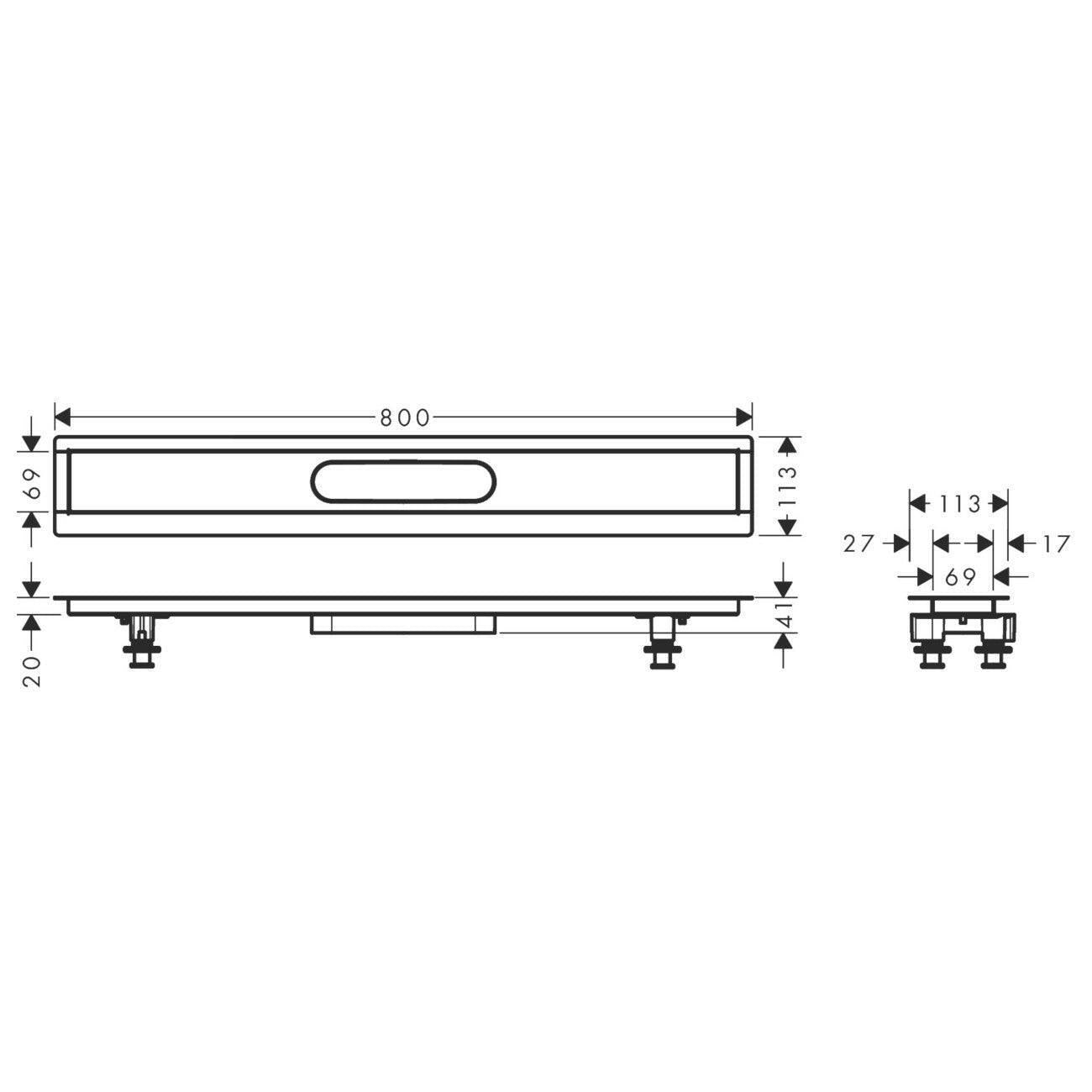 Hansgrohe uBox universal telepítő szett 80 cm, zuhanylefolyó készlethez (56012180)