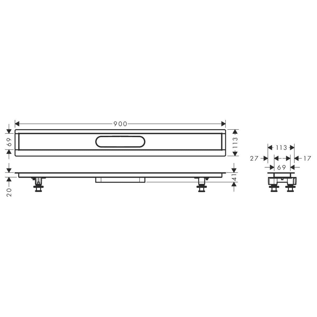 Hansgrohe uBox universal telepítő szett 90 cm, zuhanylefolyó készlethez-1