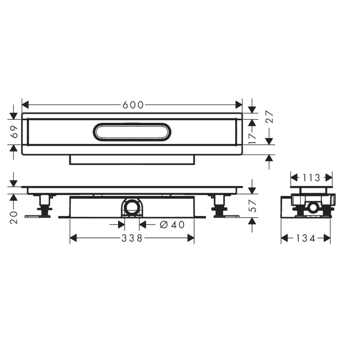 Hansgrohe uBox universal teljes szett lapos telepítéshez - 60 cm, zuhanylefolyó készlethez (56016180)