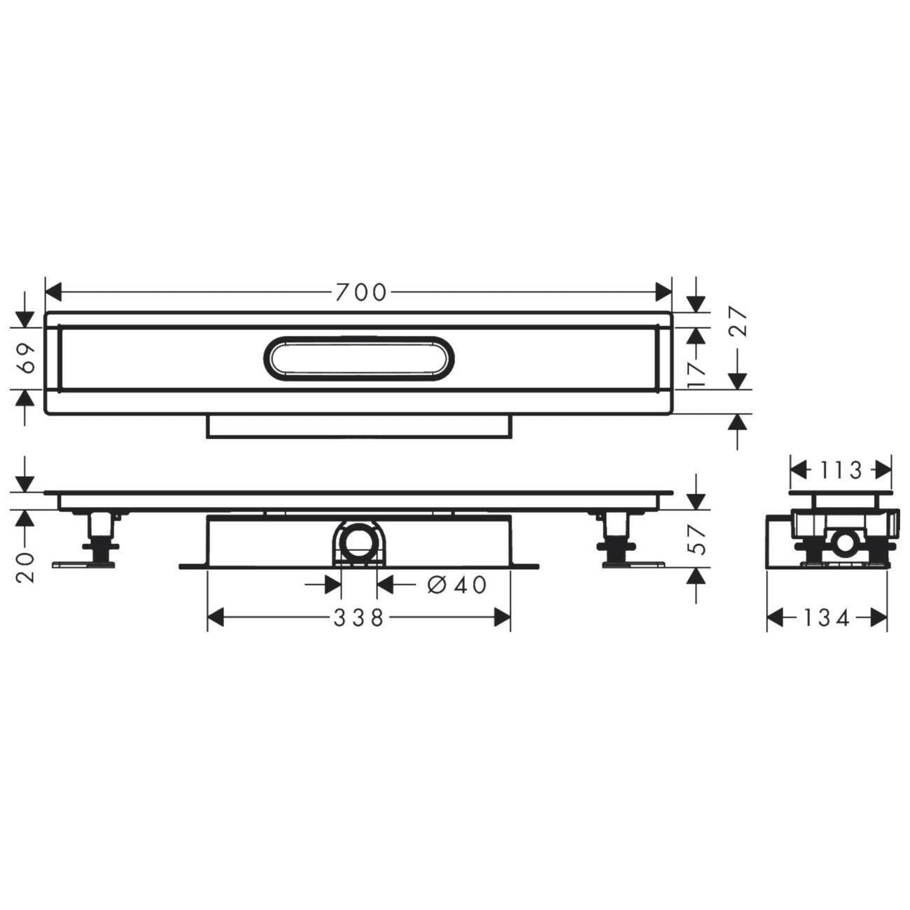 Hansgrohe uBox universal teljes szett lapos telepítéshez - 70 cm, zuhanylefolyó készlethez (56017180)