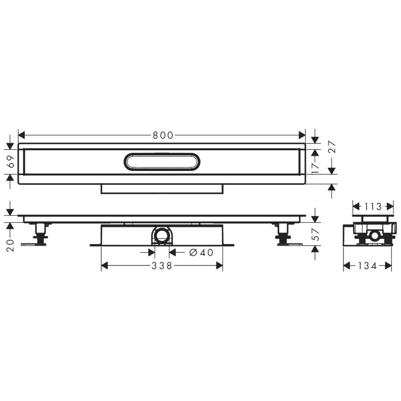 Hansgrohe uBox universal teljes szett lapos telepítéshez - 80 cm, zuhanylefolyó készlethez (56018180)