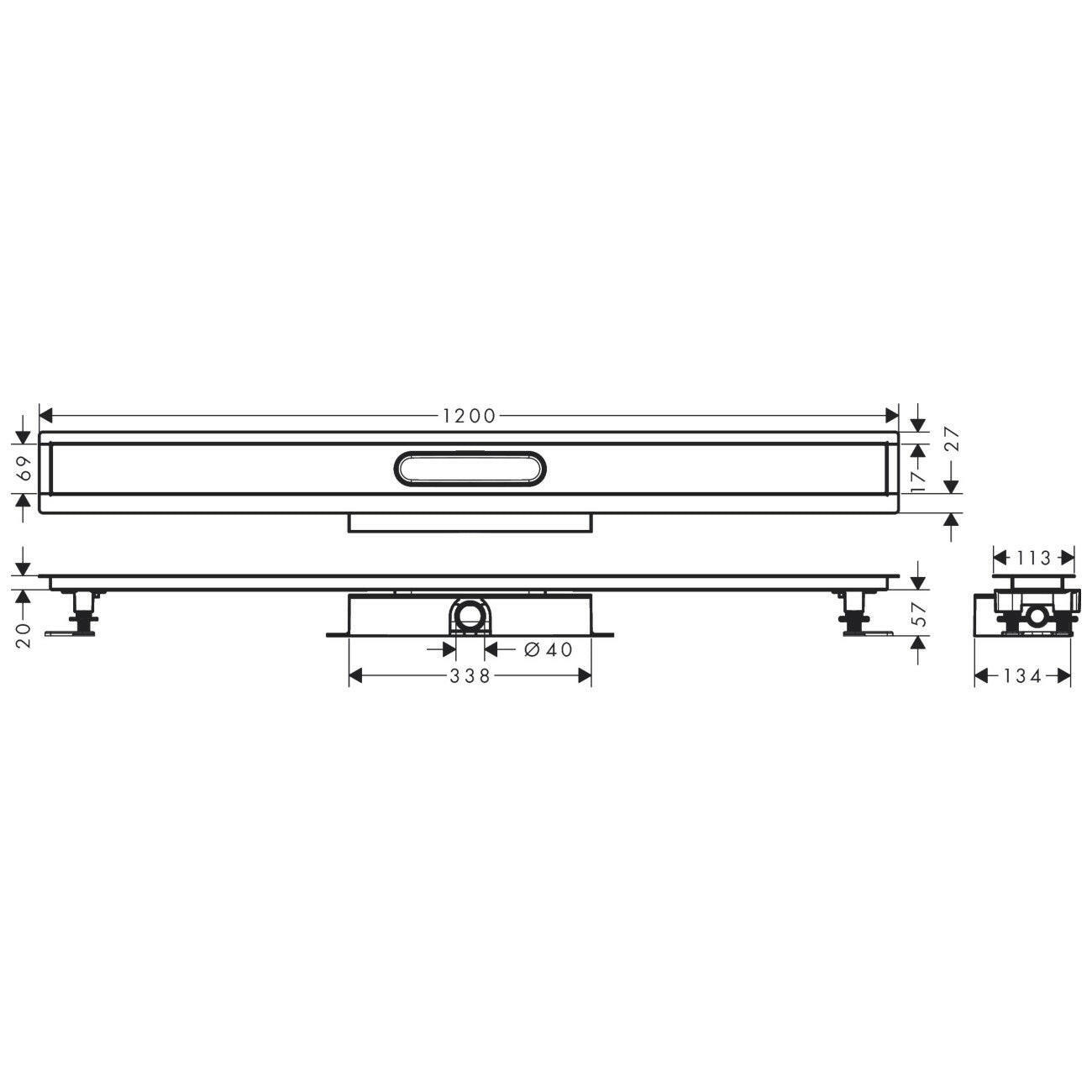 Hansgrohe uBox universal teljes szett standard telepítéshez- 120 cm, zuhanylefolyó készlethez-1