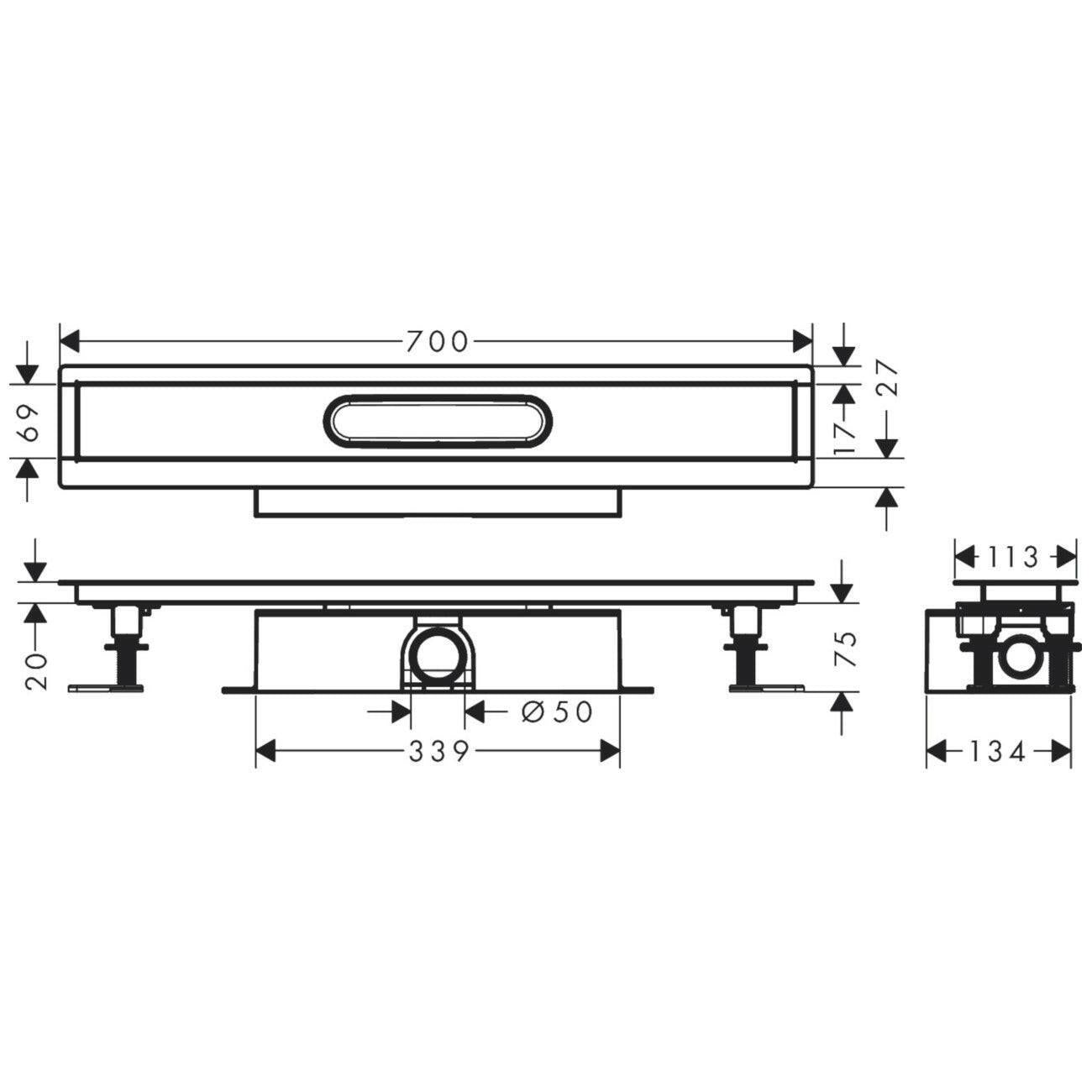 Hansgrohe uBox universal teljes szett standard telepítéshez - 70 cm, zuhanylefolyó készlethez (56023180)