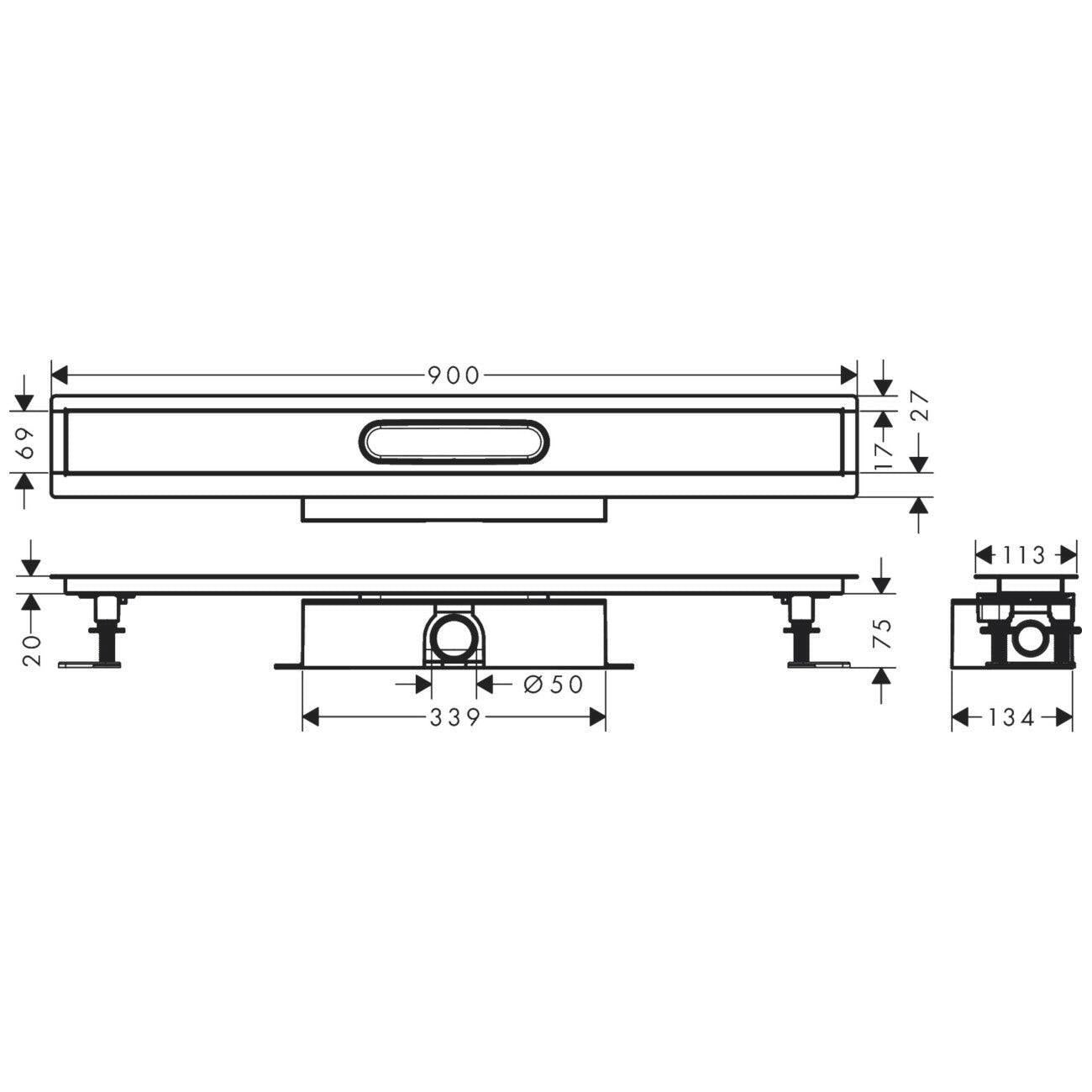 Hansgrohe uBox universal teljes szett standard telepítéshez - 90 cm, zuhanylefolyó készlethez (56025180)