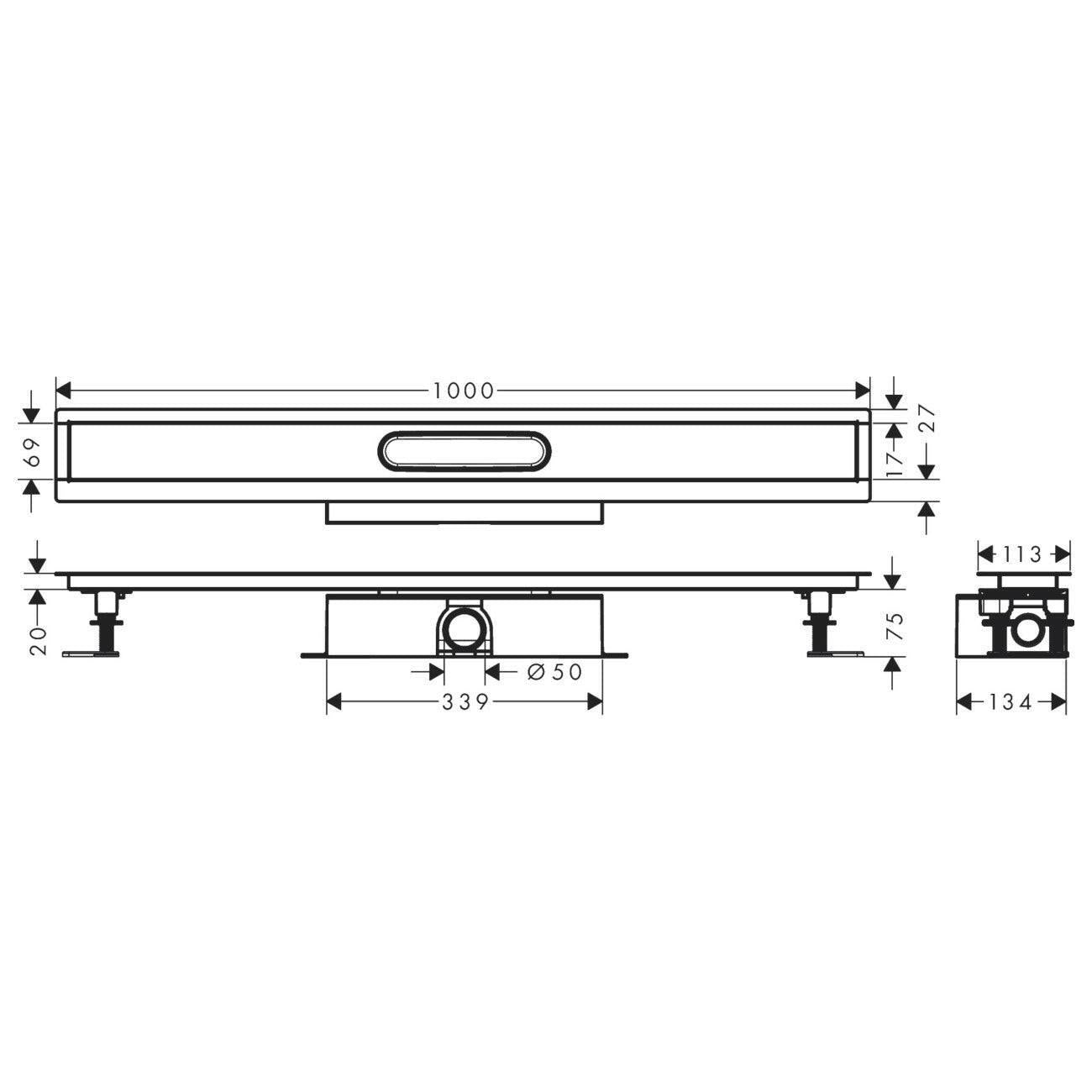 Hansgrohe uBox universal teljes szett standard telepítéshez - 100 cm zuhanylefolyó készlethez (56026180)