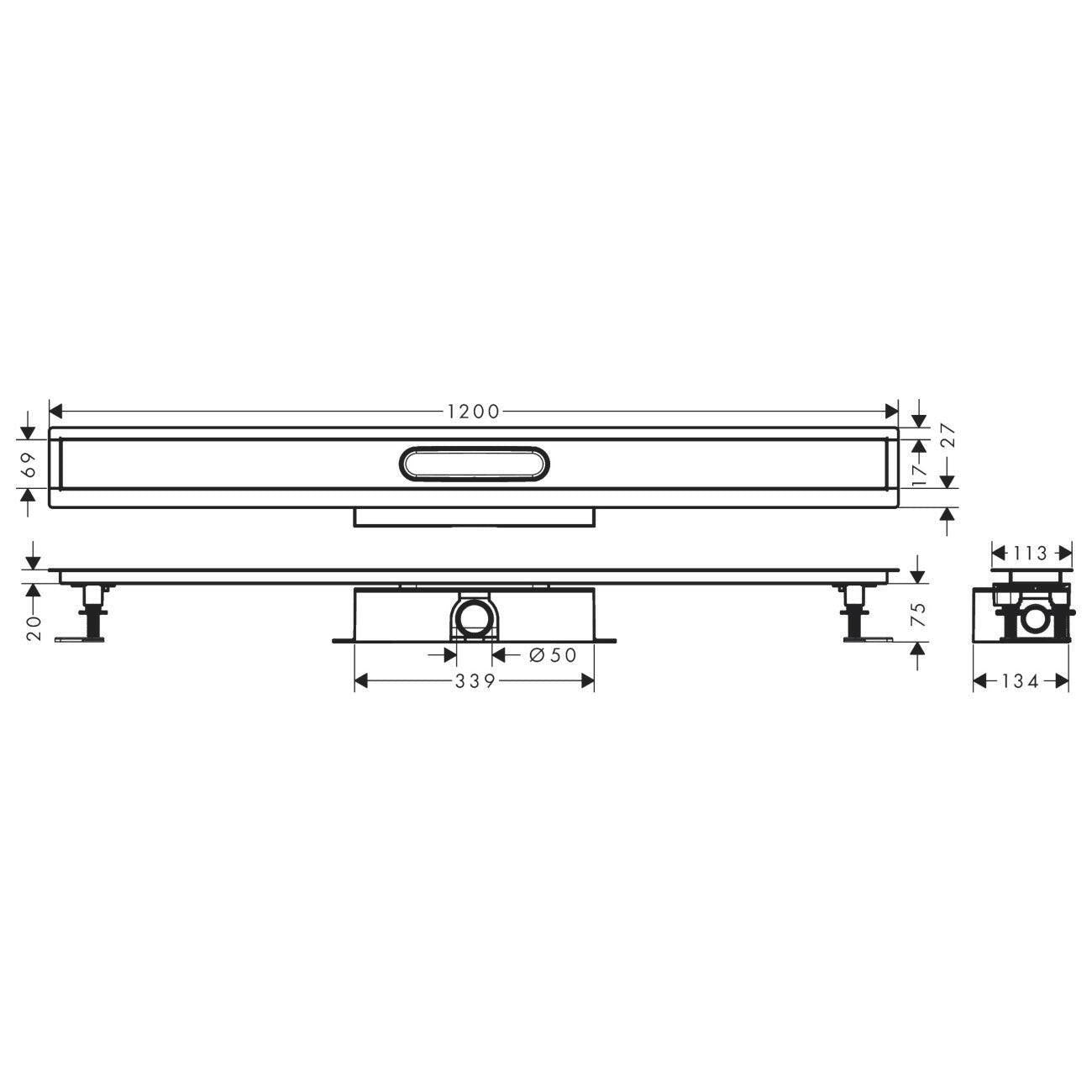 Hansgrohe uBox universal teljes szett standard telepítéshez - 120 cm, zuhanylefolyó készlethez (56027180)