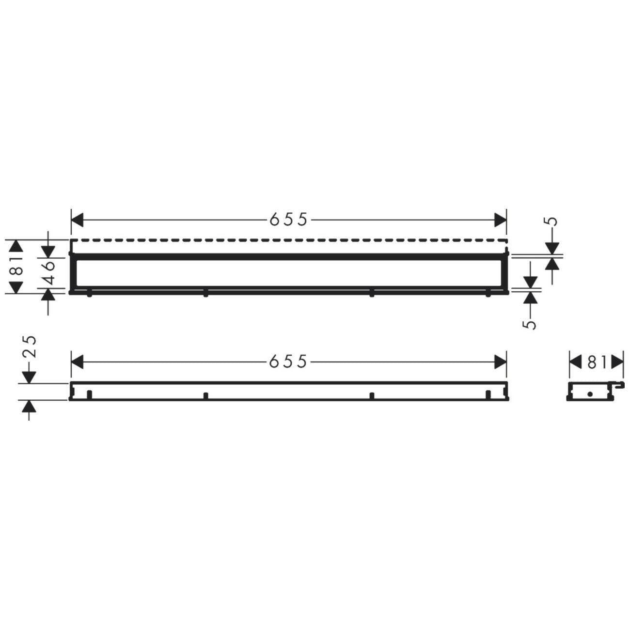Hansgrohe RainDrain Match zuhanylefolyó színkészlet 70 cm, állítató magasságú keret, fekete (56037610)