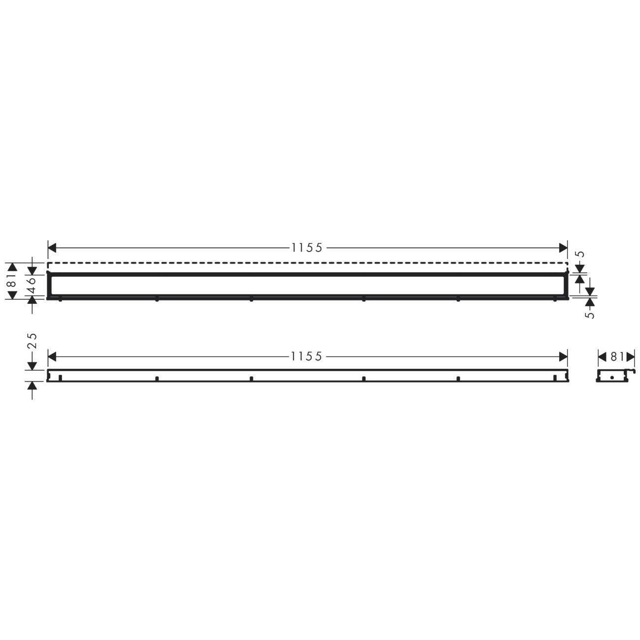 Hansgrohe RainDrain Match zuhanylefolyó színkészlet 120 cm, állítható magasságú keret, fekete (56042610)