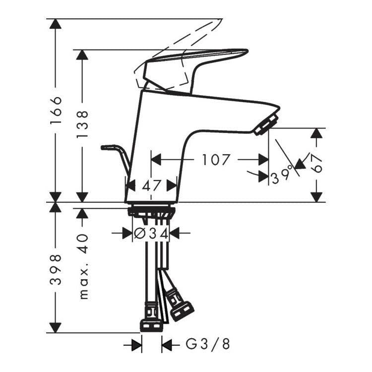 Hansgrohe Logis egykaros mosdócsaptelep 70 mm automata lefolyó - garnitúrával ( 71070000 )