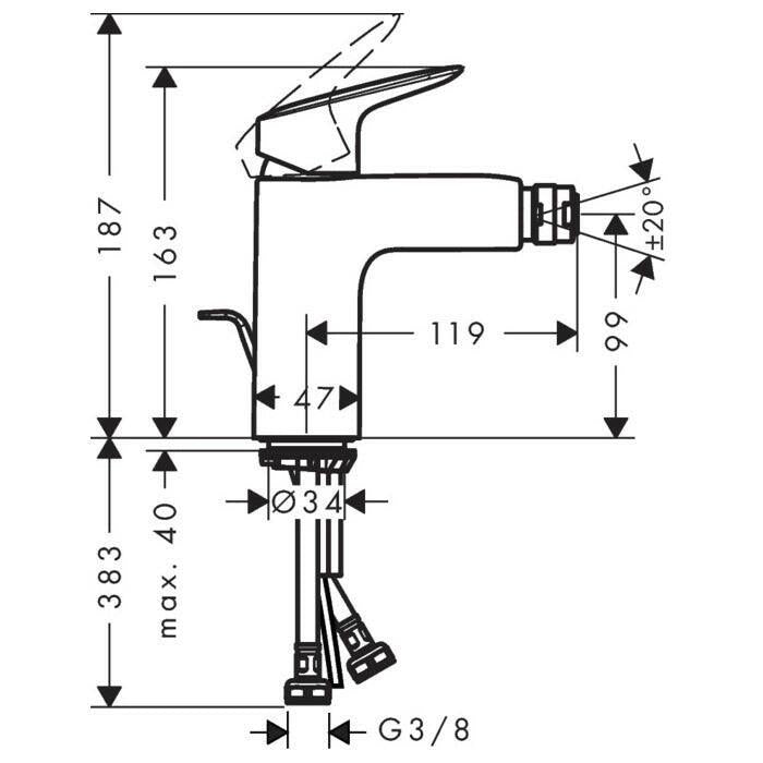 Hansgrohe Logis egykaros bidécsaptelep 100mm magas (71200000)