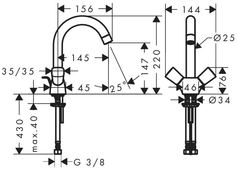 Hansgrohe Logis mosdócsaptelep kétkaros (71222000)