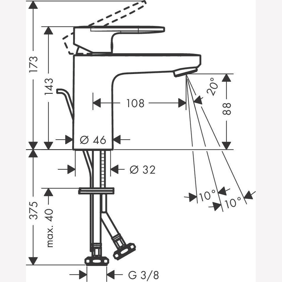 Hansgrohe Vernis Blend egykaros mosdócsaptelep 100, automata lefolyógarnitúrával-3