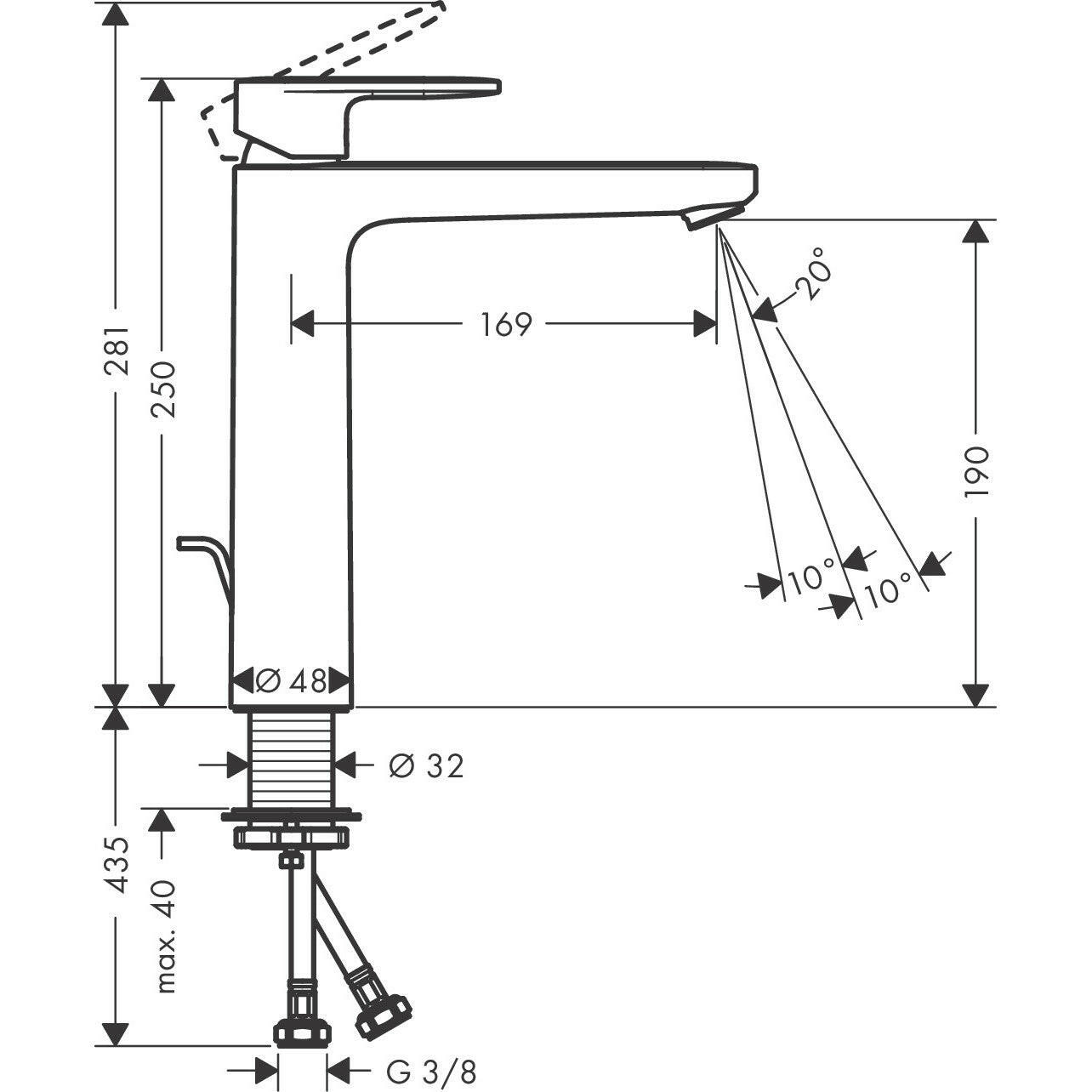 Hansgrohe Vernis Blend egykaros mosdócsaptelep 190, automata lefolyógarnitúrával-3