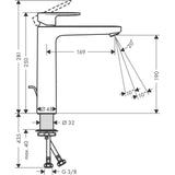 Hansgrohe Vernis Blend egykaros mosdócsaptelep 190, automata lefolyógarnitúrával-3