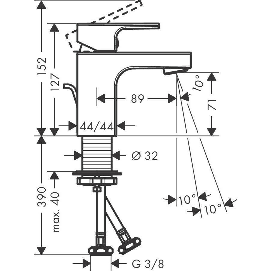 Hansgrohe Vernis Shape egykaros mosdócsaptelep 70, automata lefolyógarnitúrával, matt fekete-1