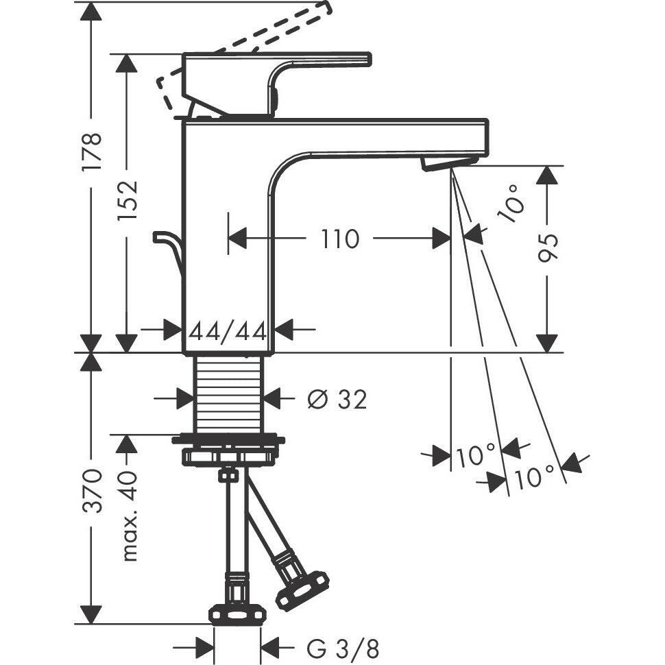 Hansgrohe Vernis Shape egykaros mosdócsaptelep 100, automata lefolyógarnitúrával-3