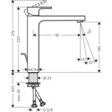 Hansgrohe Vernis Shape egykaros mosdócsaptelep 190, automata lefolyógarnitúrával-3