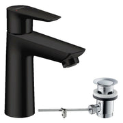 Hansgrohe Talis E egykaros mosdócsaptelep 110 automata lefolyógarnitúrával matt fekete
