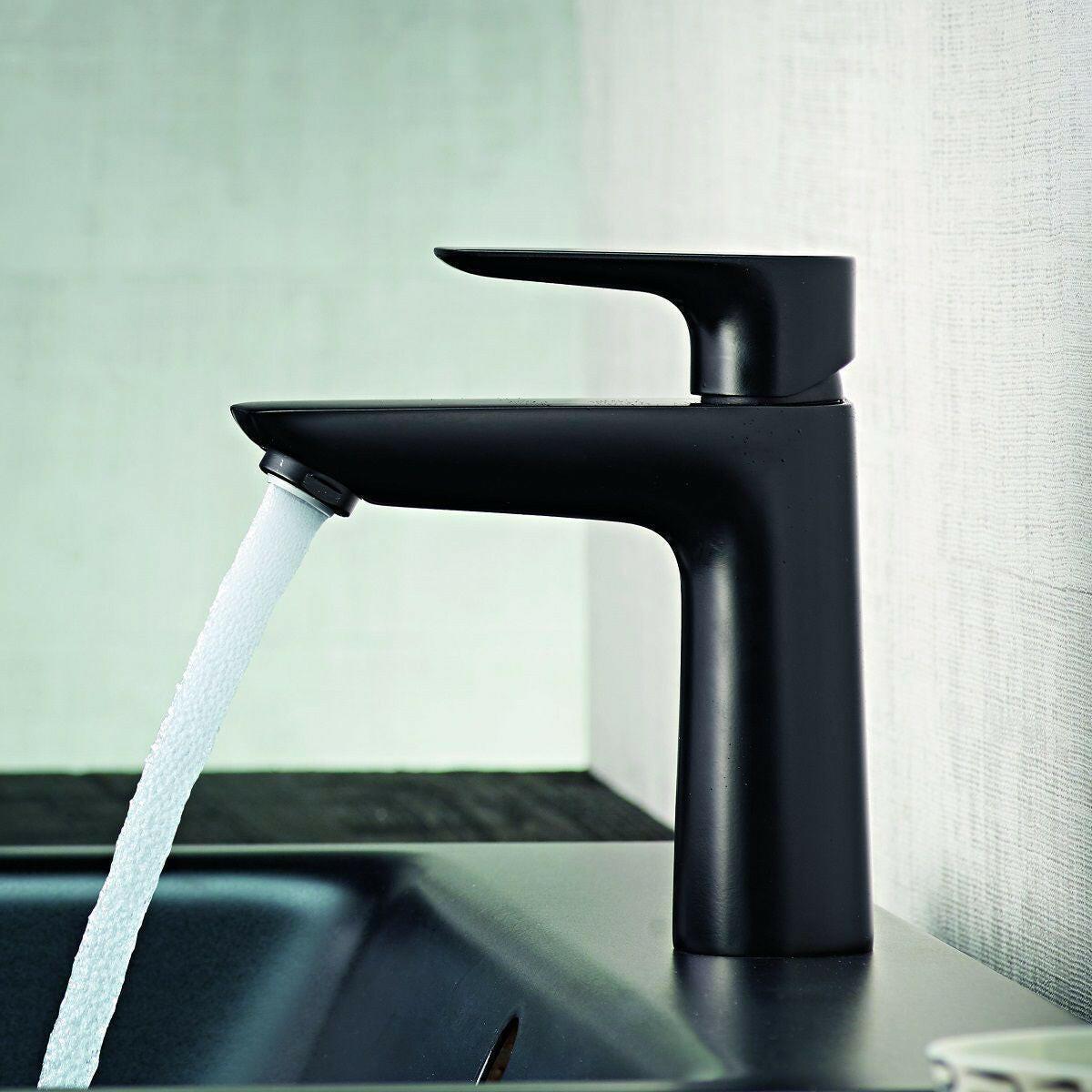 Hansgrohe Talis E egykaros mosdócsaptelep 110 automata lefolyógarnitúrával matt fekete