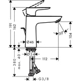 Hansgrohe Talis E egykaros mosdócsaptelep 110 automata lefolyógarnitúrával matt fekete-2