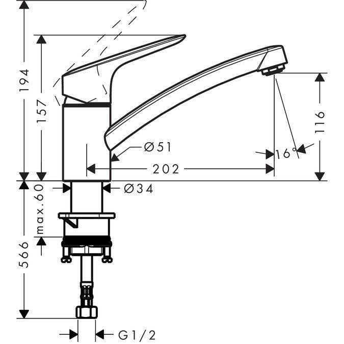 Hansgrohe Logis 120 mosogató csaptelep (71830000)