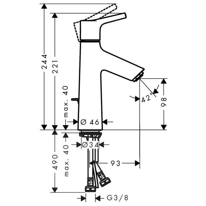 Hansgrohe Talis S egykaros mosdócsaptelep 100 automata lefolyógarnitúrával