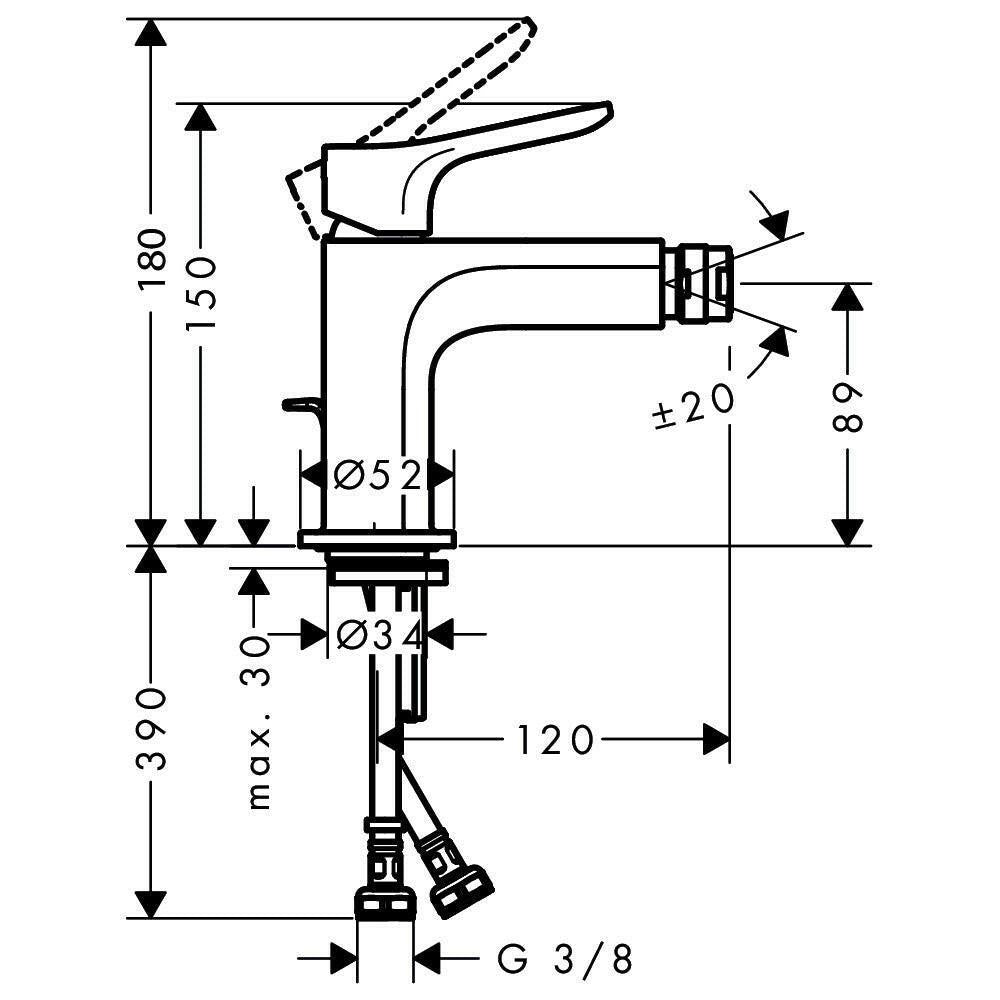 Hansgrohe Zebris bidé csaptelep automata lefolyógarnitúrával, króm (72579000)