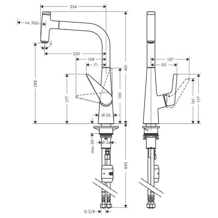 Hansgrohe Talis Select S 300 mosogató csaptelep kihúzható zuhany (72821000)