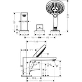 Hansgrohe Metropol 3-lyukú kádcsaptelep peremre építhető Secuflex nélkül, loop fogantyúval-1