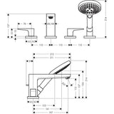 Hansgrohe Metropol 4-lyukú kádcsaptelep peremre építhető Secuflex-vel loop fogantyúval-1