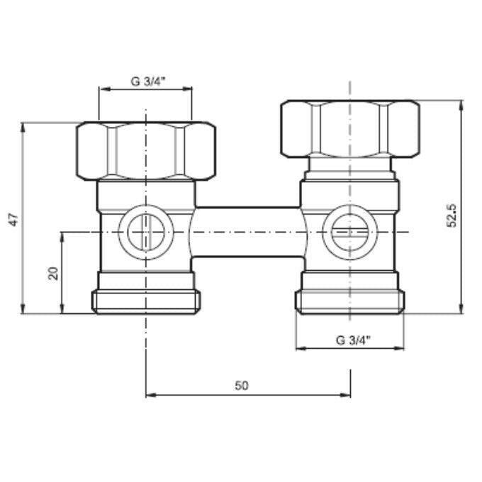 Honeywell Verafix - VKE H - blokk (H - idom), egyenes 3/4" - 3/4" V2495DX020