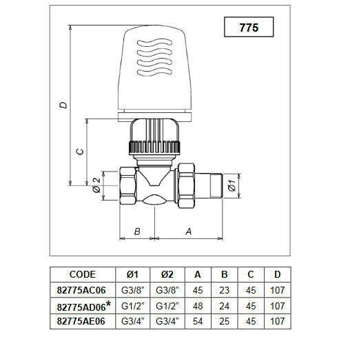 ICMA RAD. SZELEP 1/2" EGY. HŐFOKSZAB.