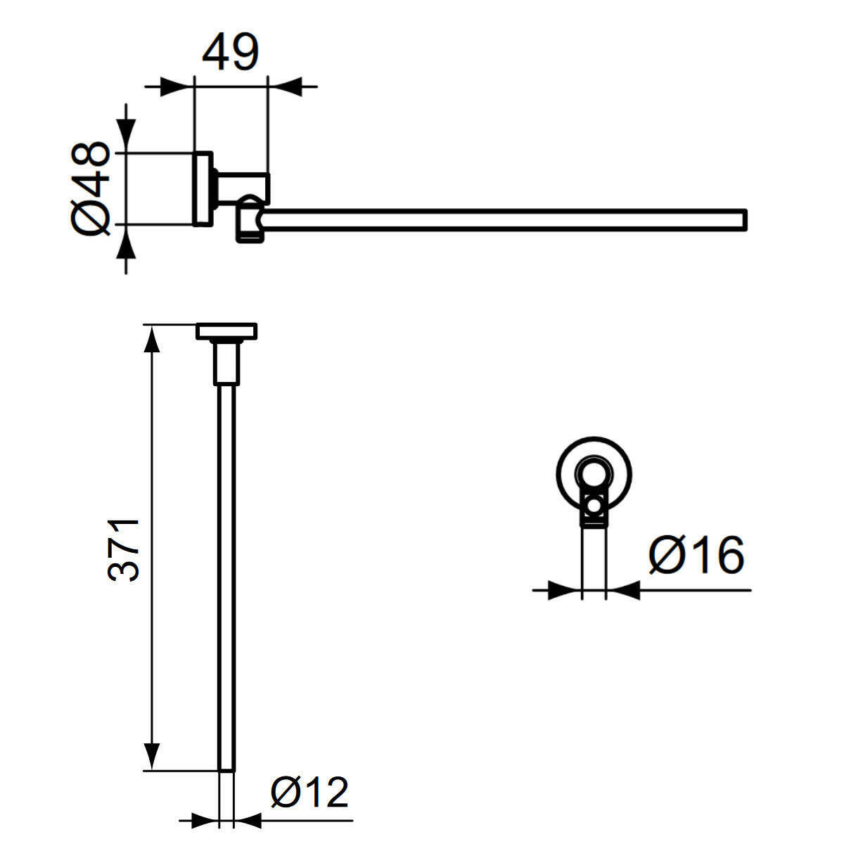 Ideal Standard IOM egykaros törölközőtartó 40cm, matt fekete-2