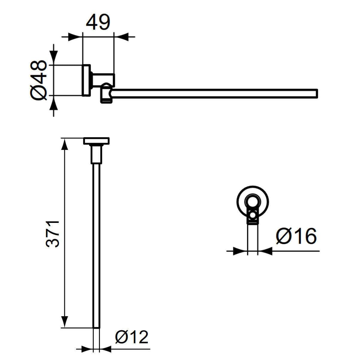 Ideal Standard IOM egykaros törölközőtartó 40cm, matt fekete (A7651XG)