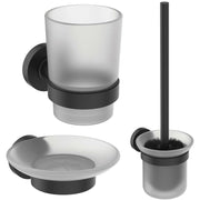 Ideal Standard IOM fürdőszobai kiegészítő készlet: WC kefe + tartó, üvegpohár + tartó, szappantartó (A9245XG)